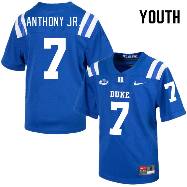 Youth #7 Vincent Anthony Jr. Duke Blue Devils College Football Jerseys Stitched-Royal